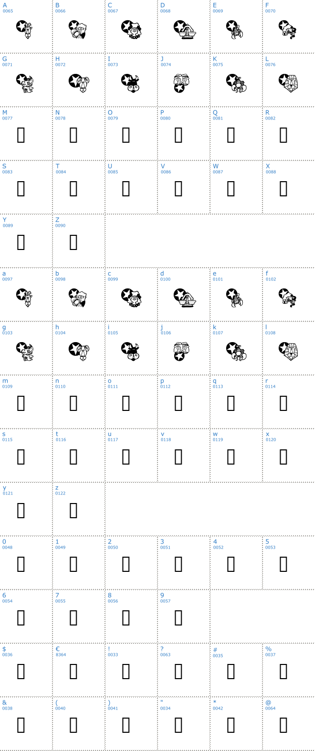 Schriftzeichen KR New Astro Font