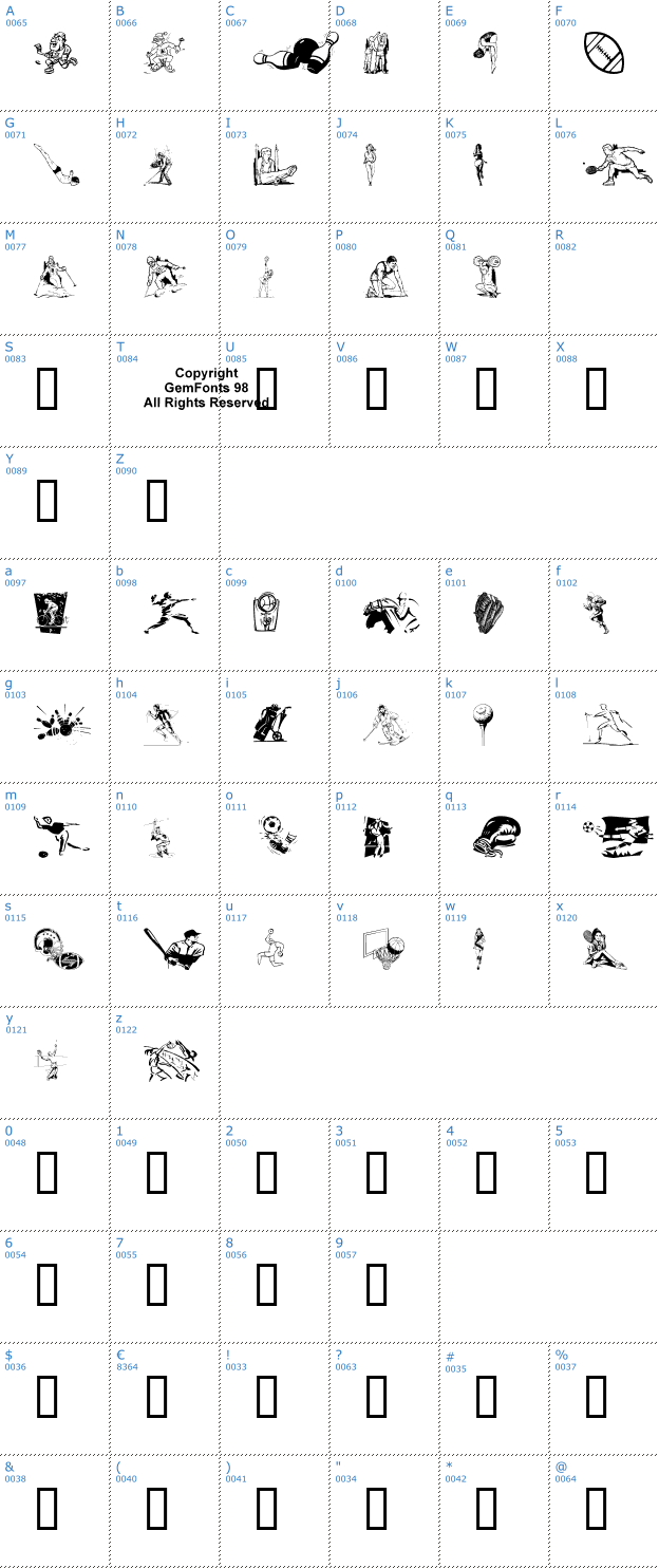 Schriftzeichen Sportzs Font