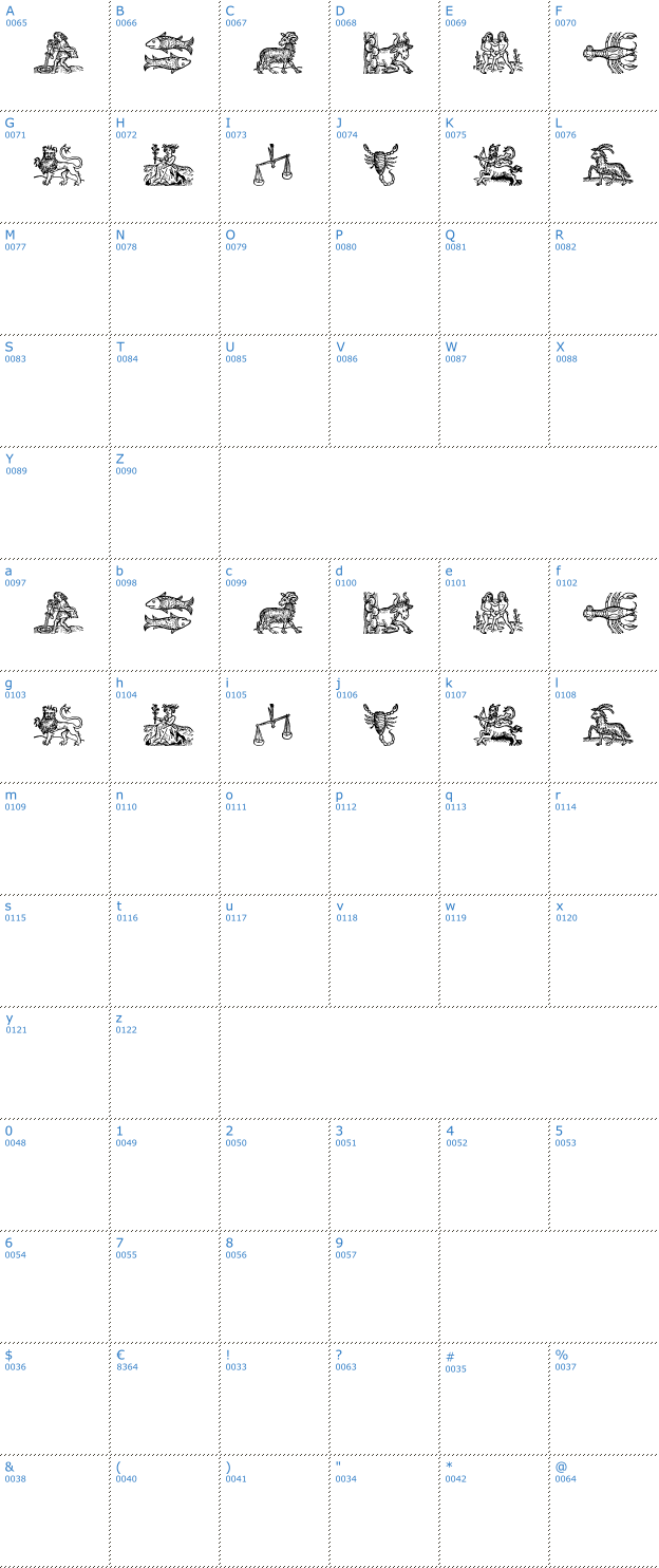 Schriftzeichen Tierkreis 3 Font