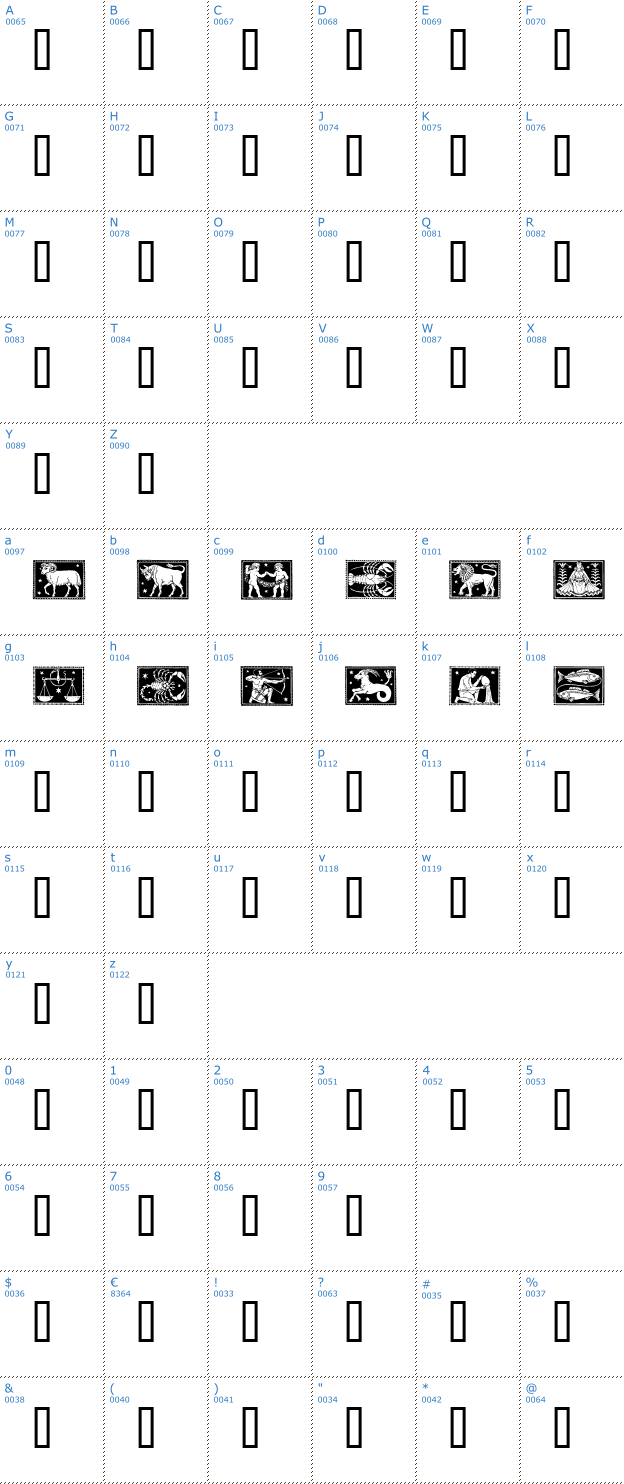 Schriftzeichen Zodiac 01 Font