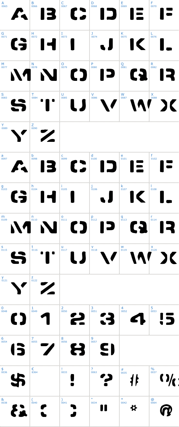 Schriftzeichen Spacedock Stencil Font