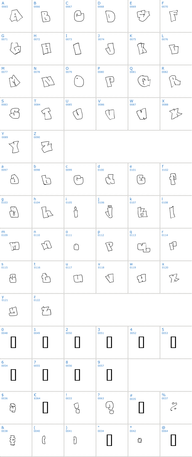 Schriftzeichen Spanky Font