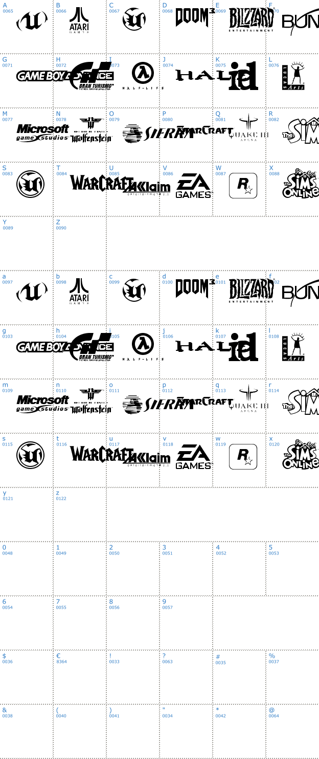 Schriftzeichen Game Logos Font