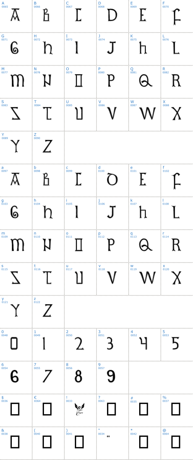 Schriftzeichen British Outline Majuscules Font
