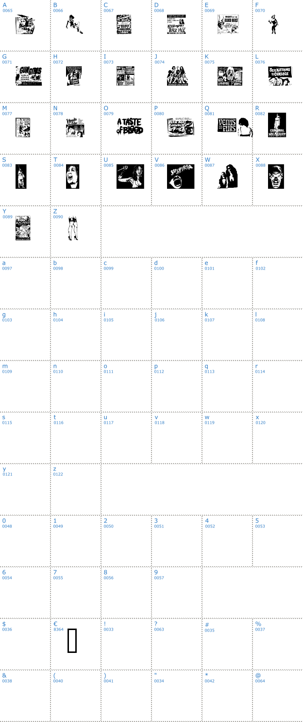 Schriftzeichen B Movie Dings Font