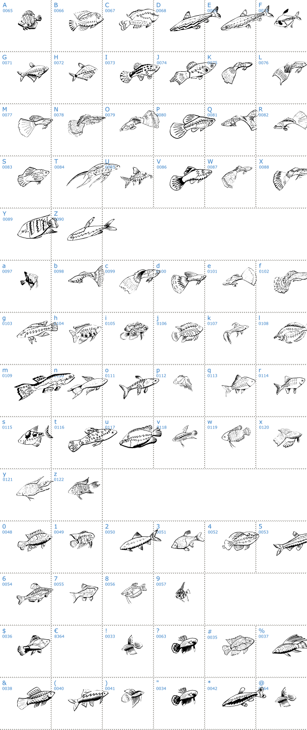 Schriftzeichen Fishing Font