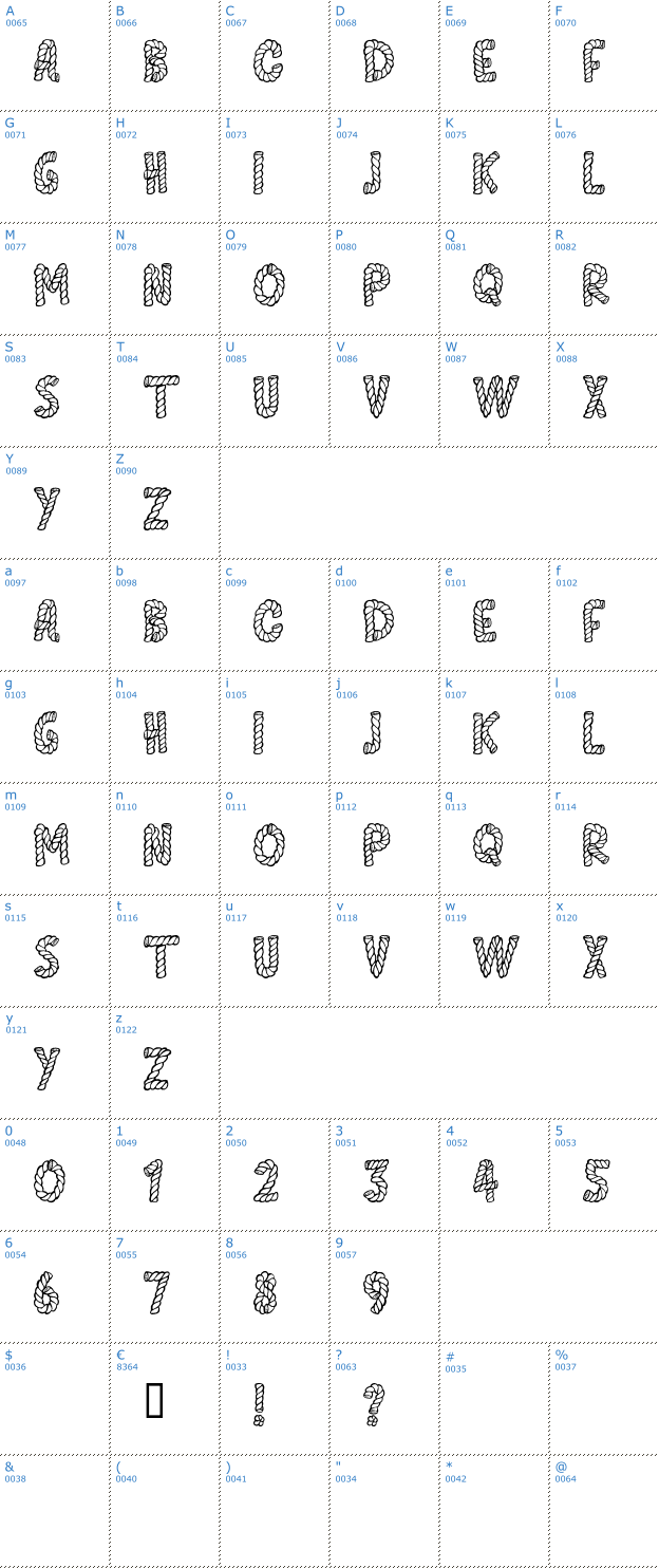 Schriftzeichen Alpha Rope Font
