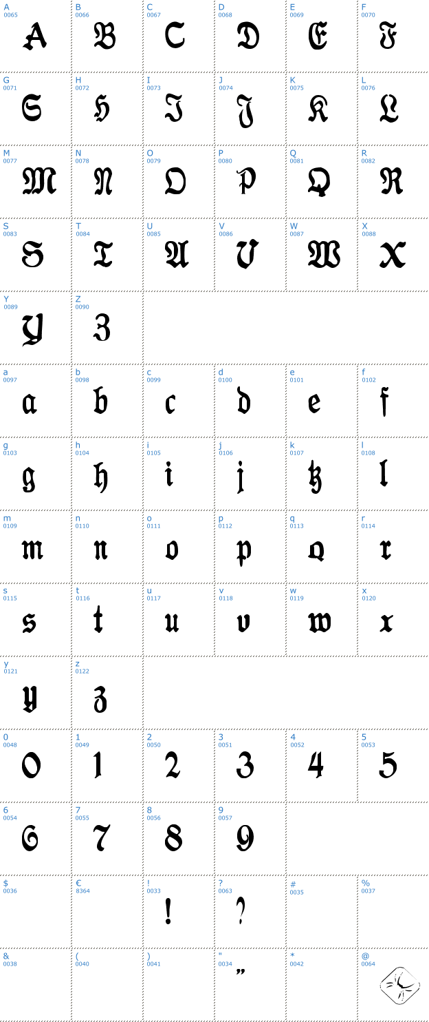 Schriftzeichen Antraxja Goth 1948 Font