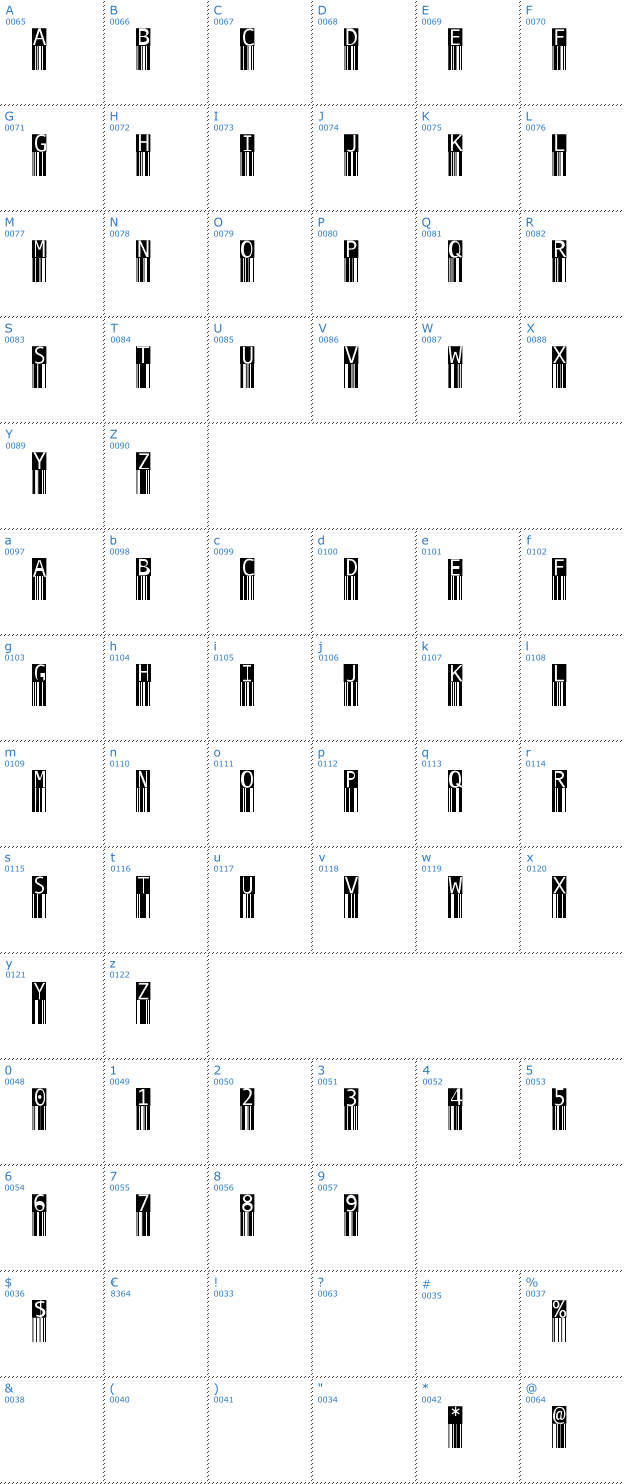 Schriftzeichen BarMKode Font