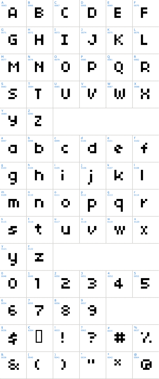 Schriftzeichen 04b03 Font