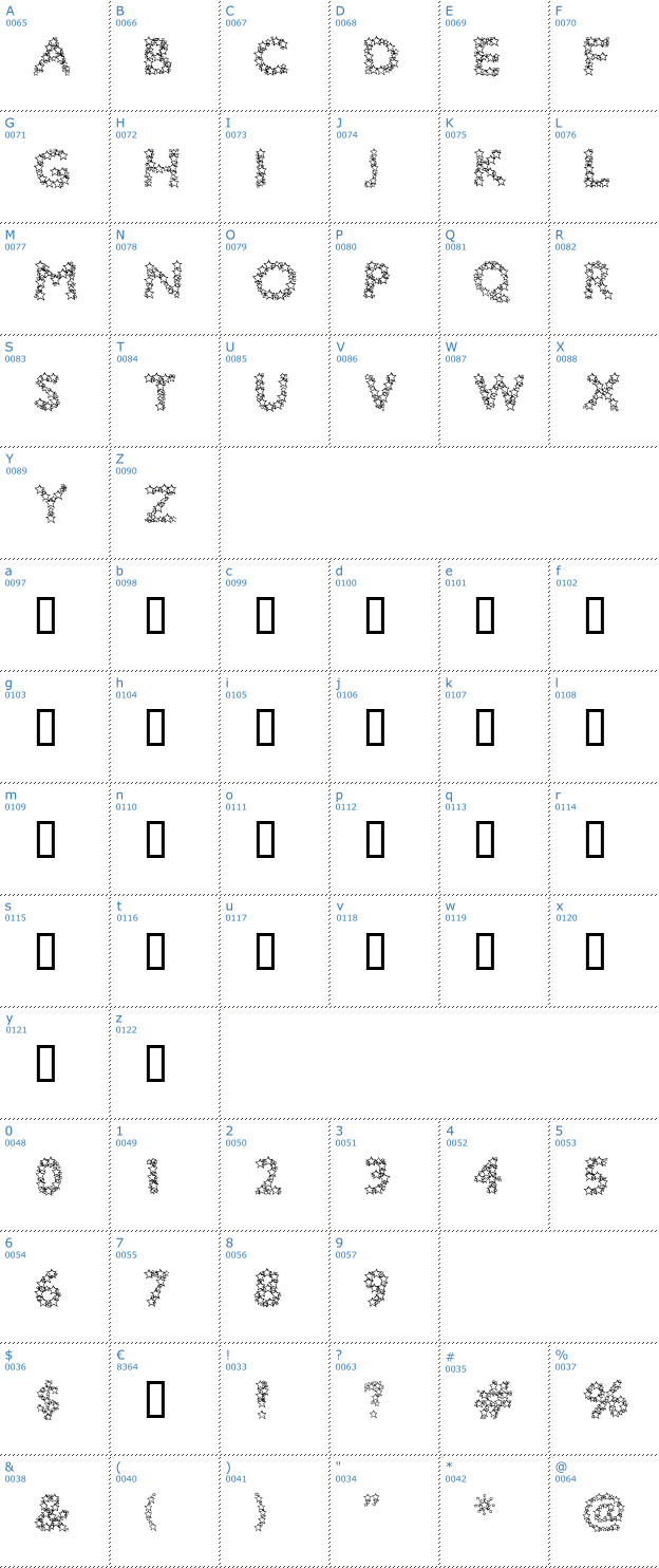 Schriftzeichen Bingo Star Font