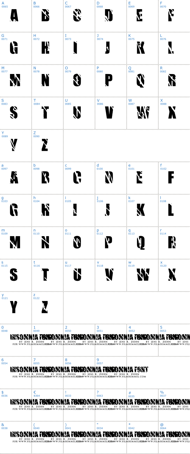 Schriftzeichen Insomnia Font