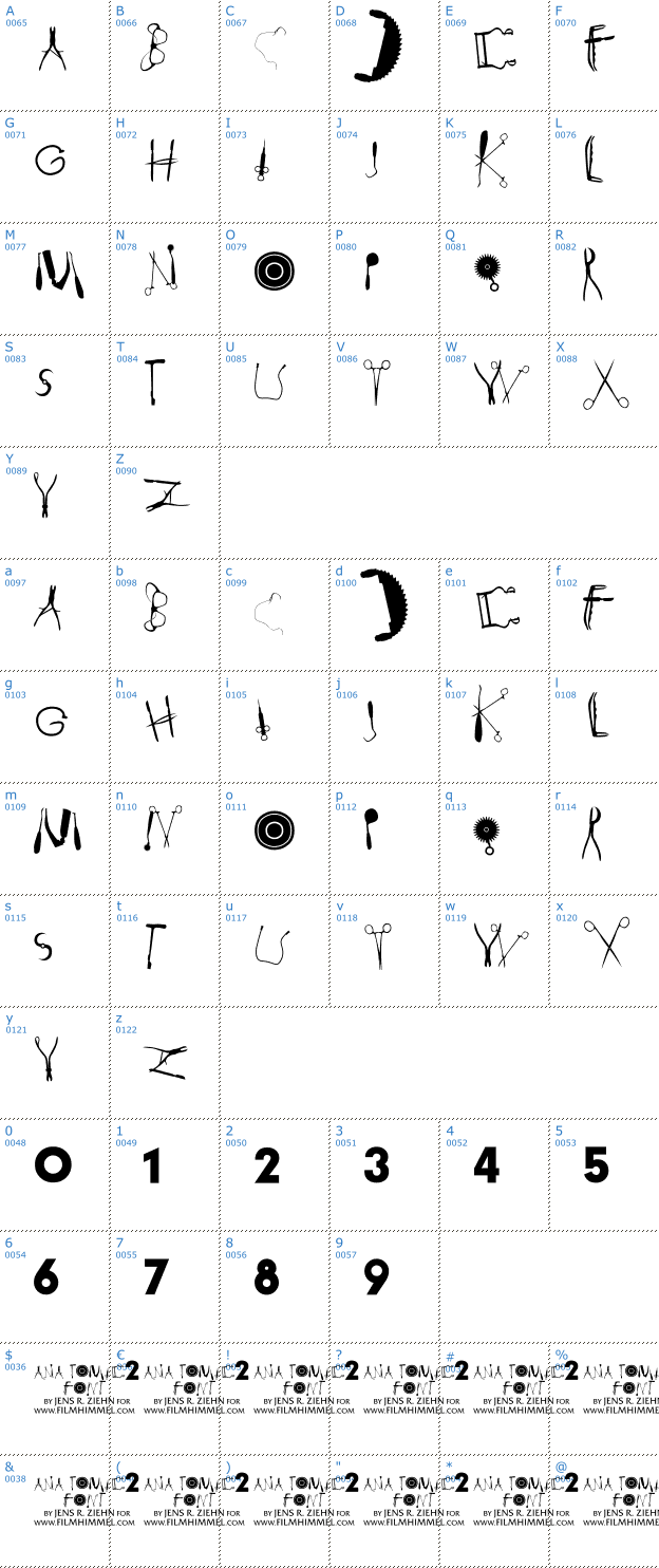 Schriftzeichen Anatomie 2 Font