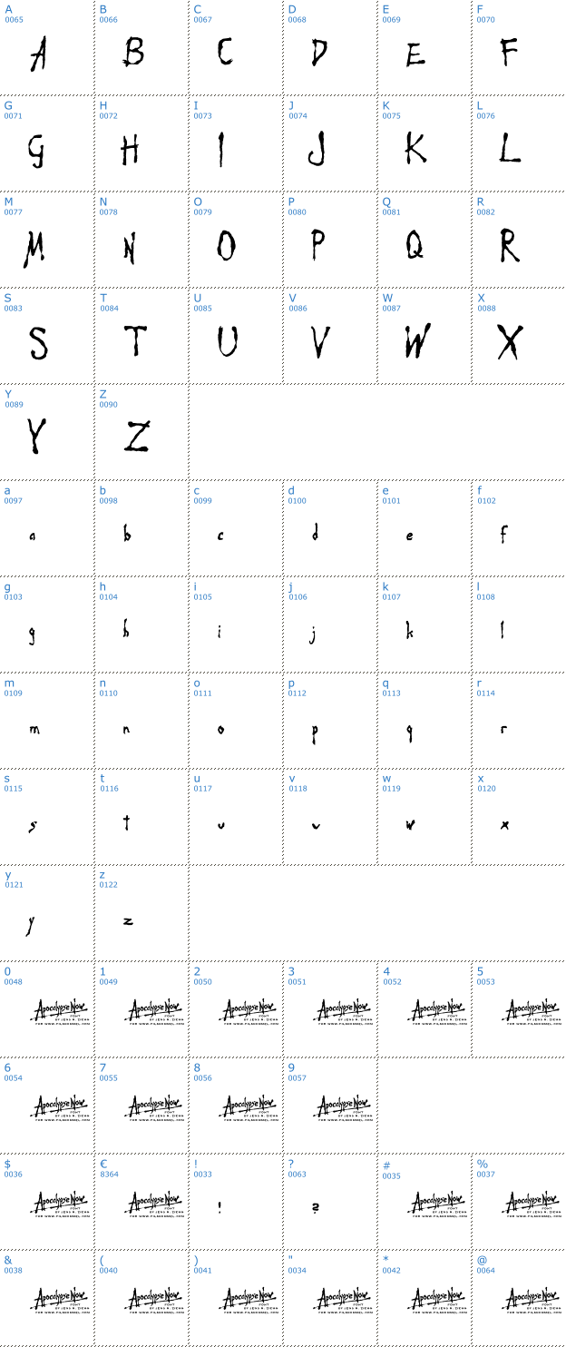 Schriftzeichen Apocalypse Now Font