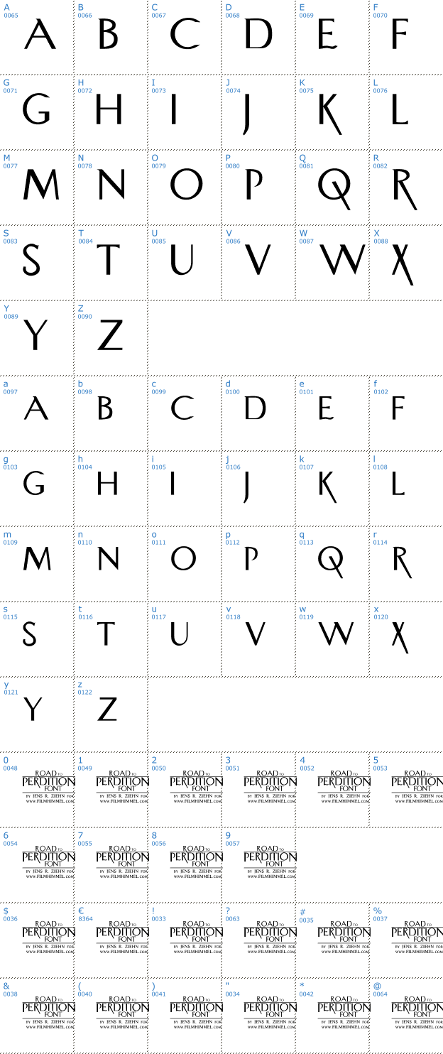 Schriftzeichen Road to Perdition Font
