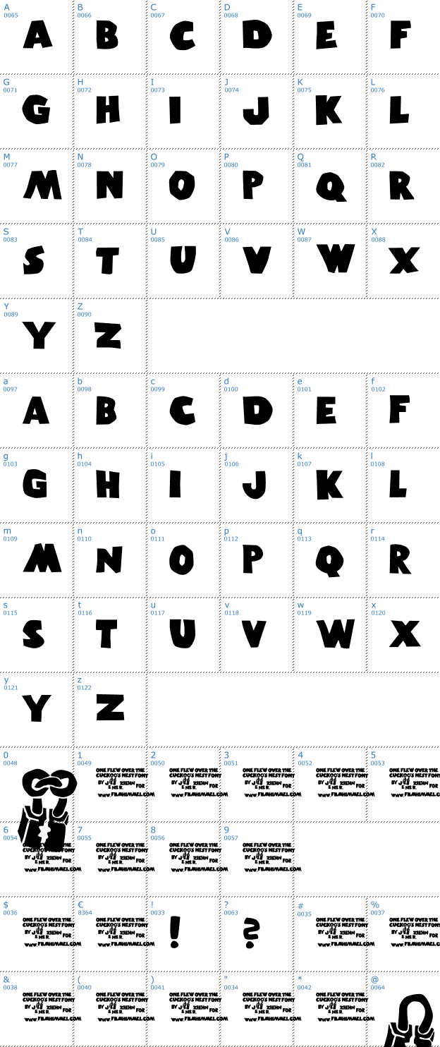 Schriftzeichen one flew over the cuckoos nest Font