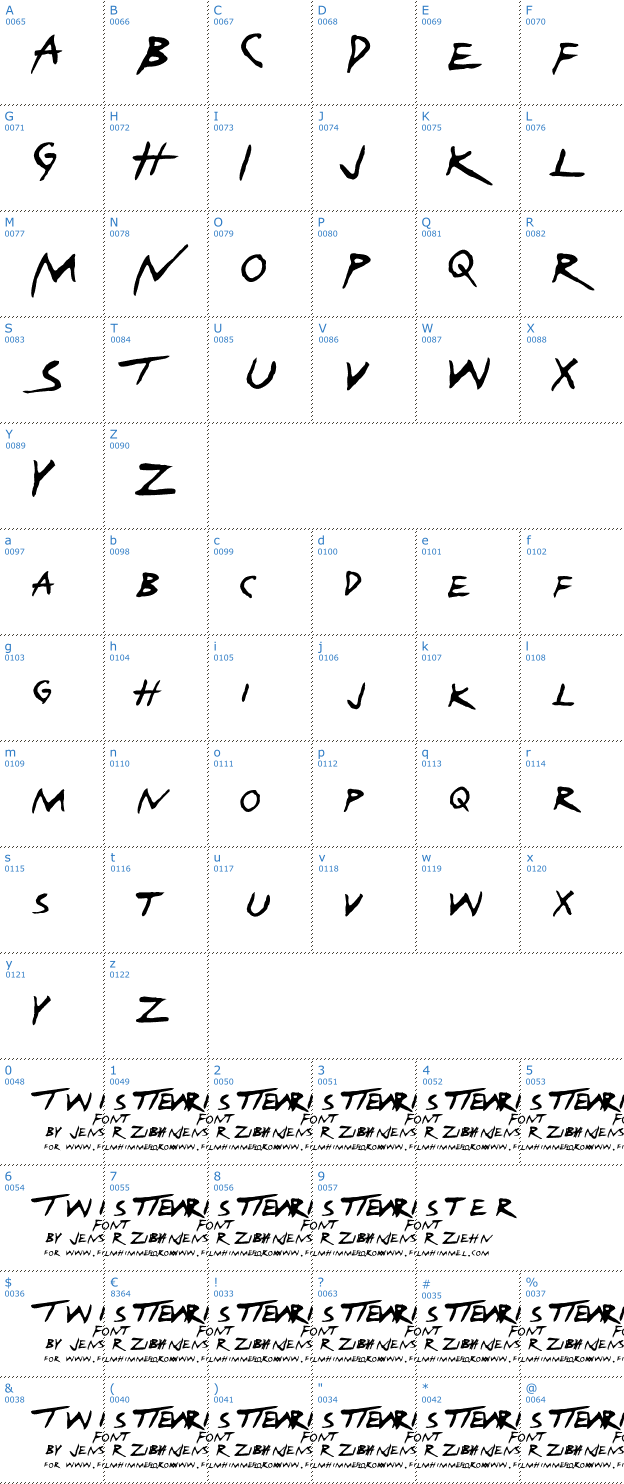 Schriftzeichen Twister Font