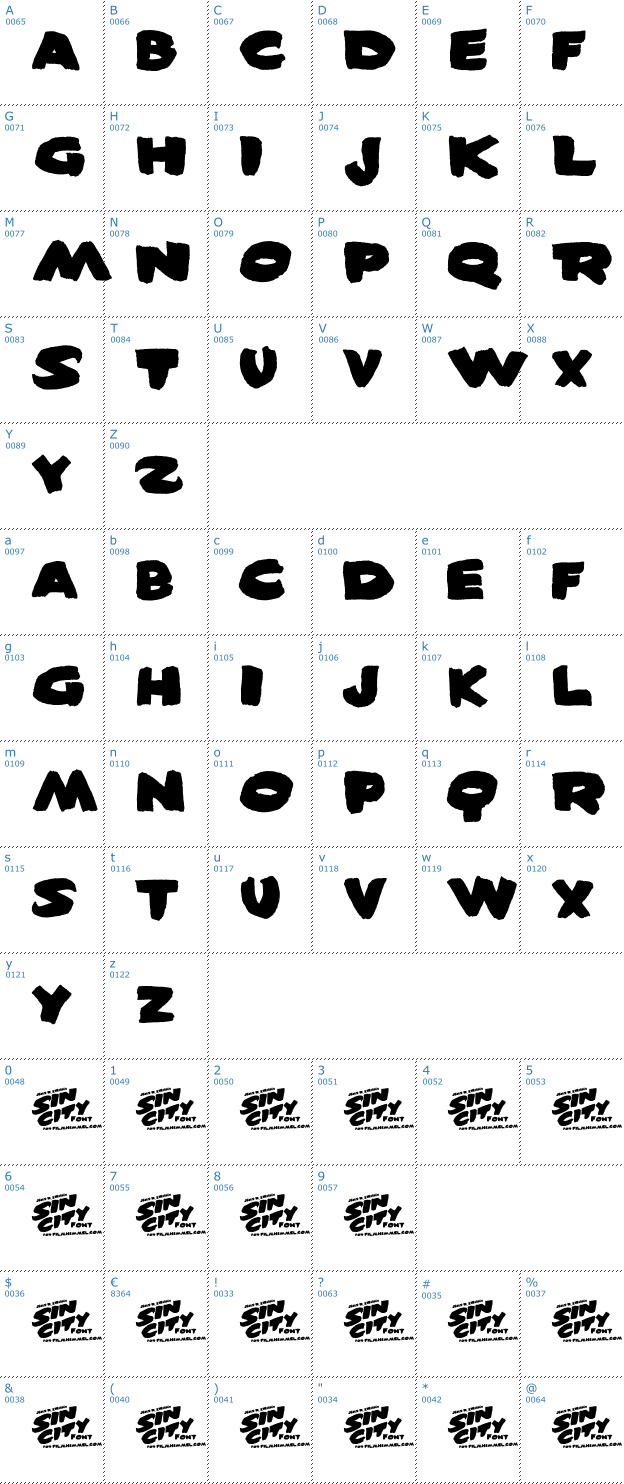 Schriftzeichen Sin City Font