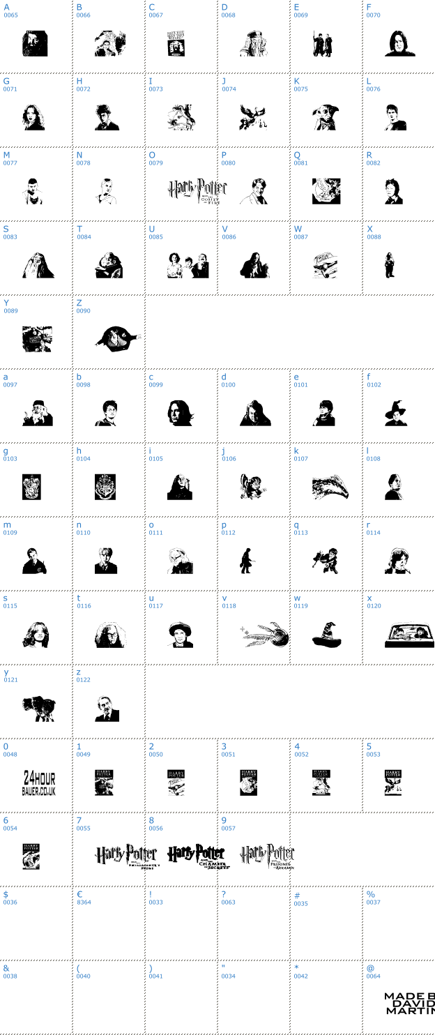 Schriftzeichen Harry Potter and the Dingbats Font