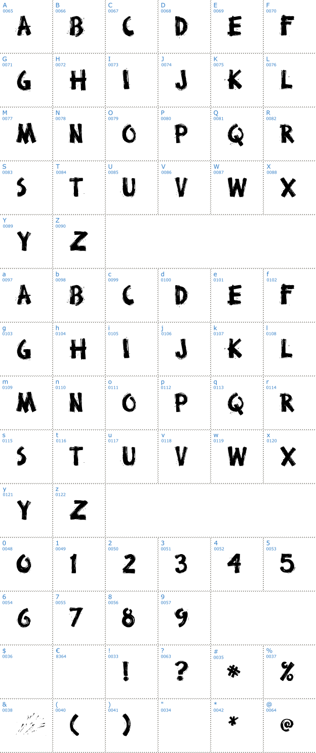 Schriftzeichen Broken Stick Font