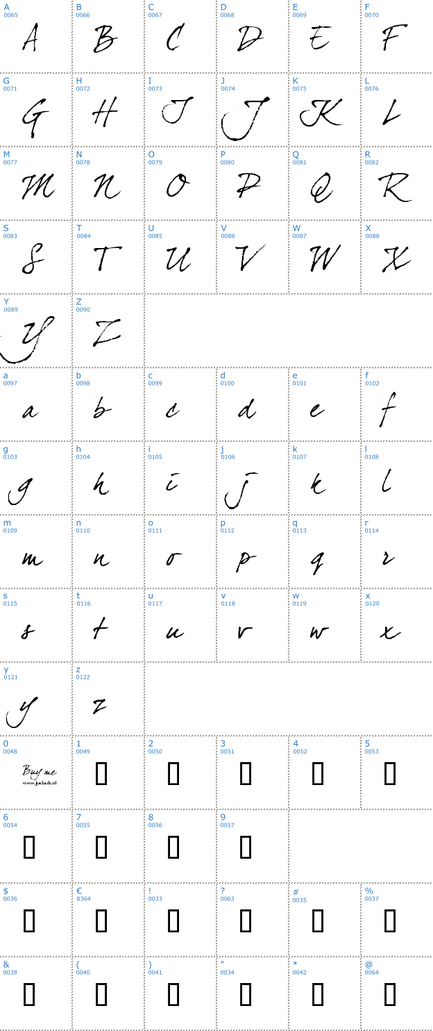 Schriftzeichen dear Joe Four Font