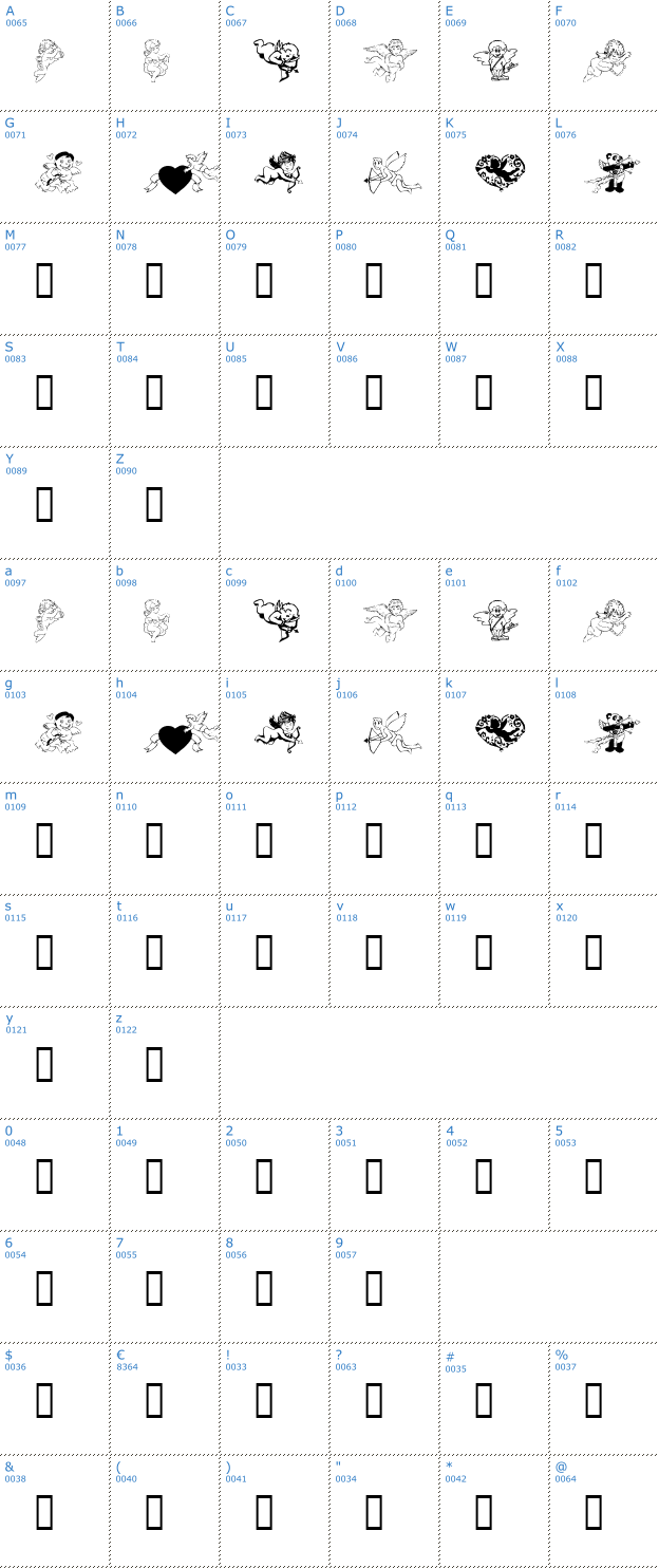 Schriftzeichen KR Cupids 2003 Font