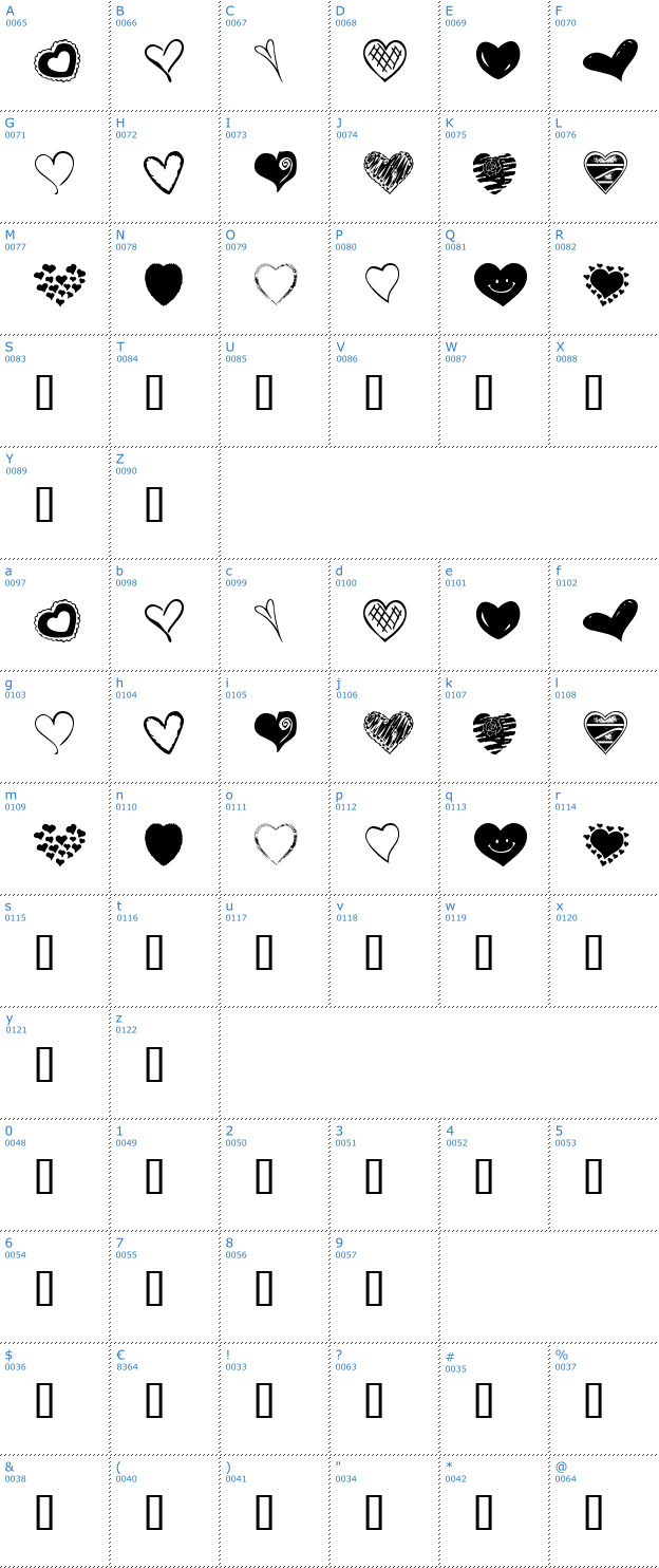 Schriftzeichen KR Heartalicious Font