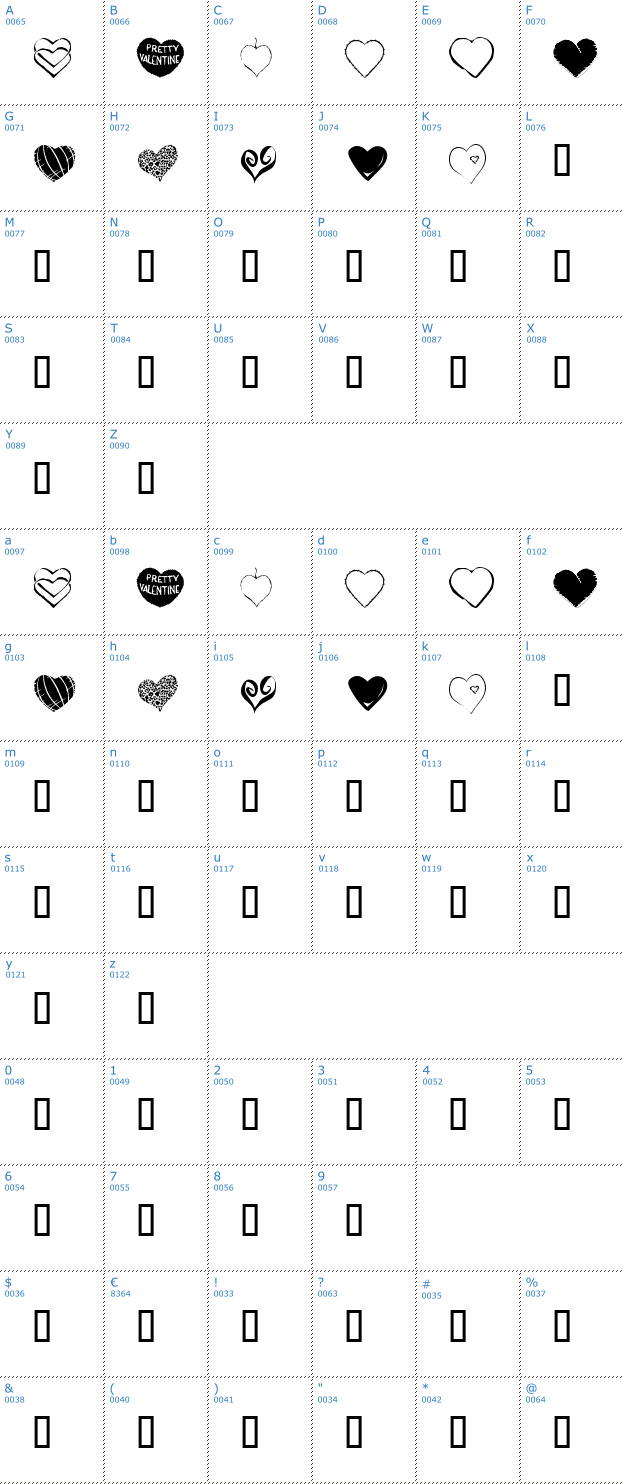 Schriftzeichen KR Heartfelt Font