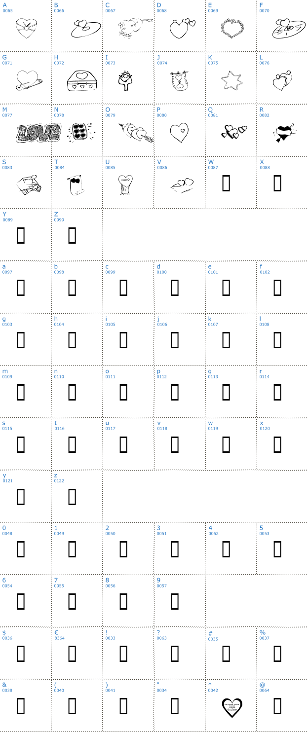 Schriftzeichen KR Valentines 06 seven Font