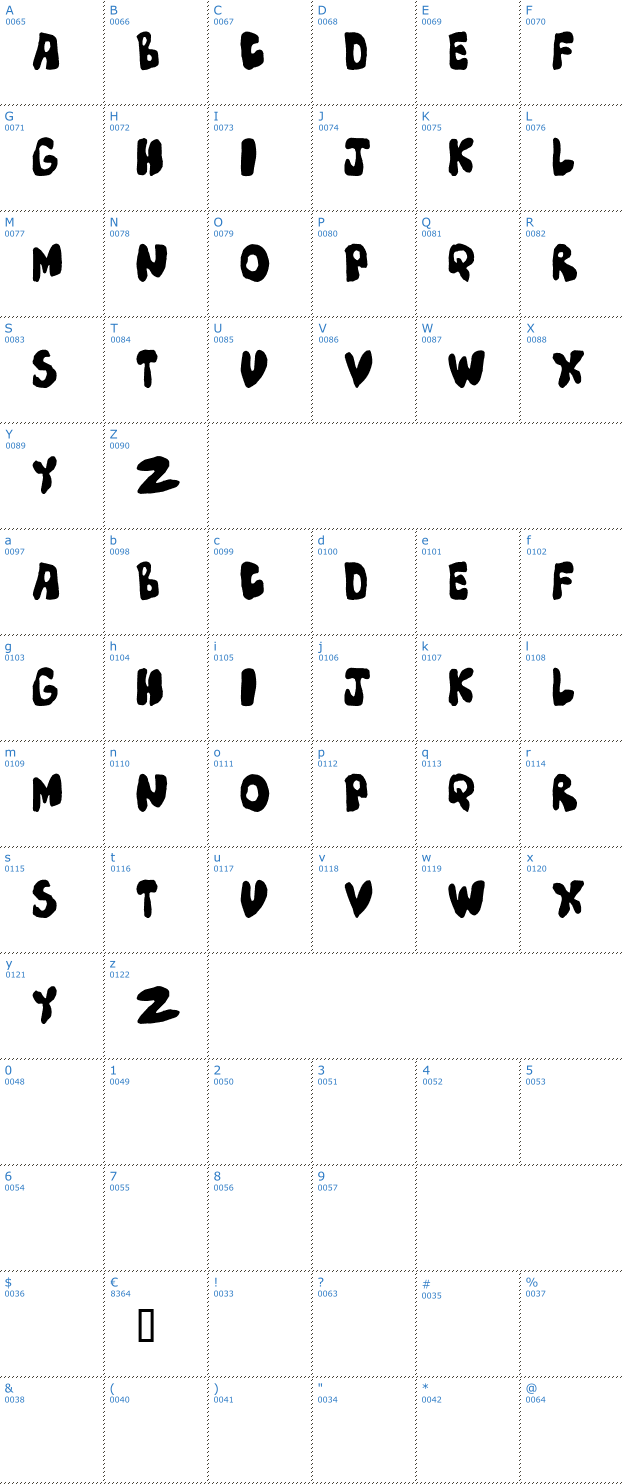 Schriftzeichen Mump Font