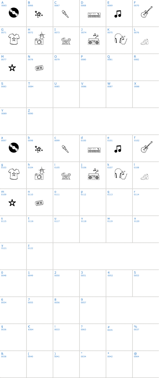 Schriftzeichen Rock Star Font