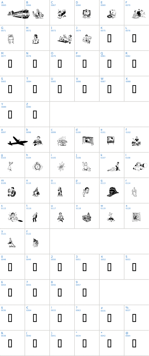 Schriftzeichen wm The 50's Font