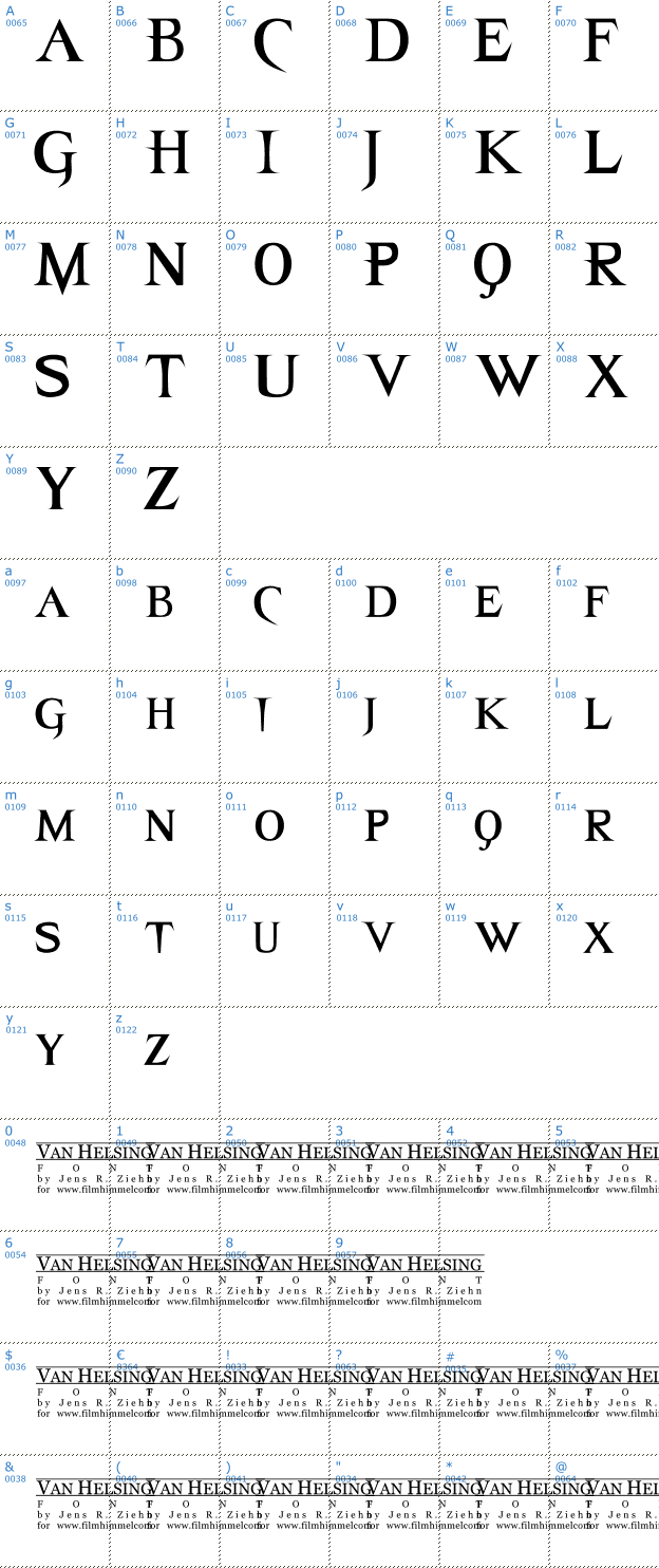 Schriftzeichen Van Helsing Font