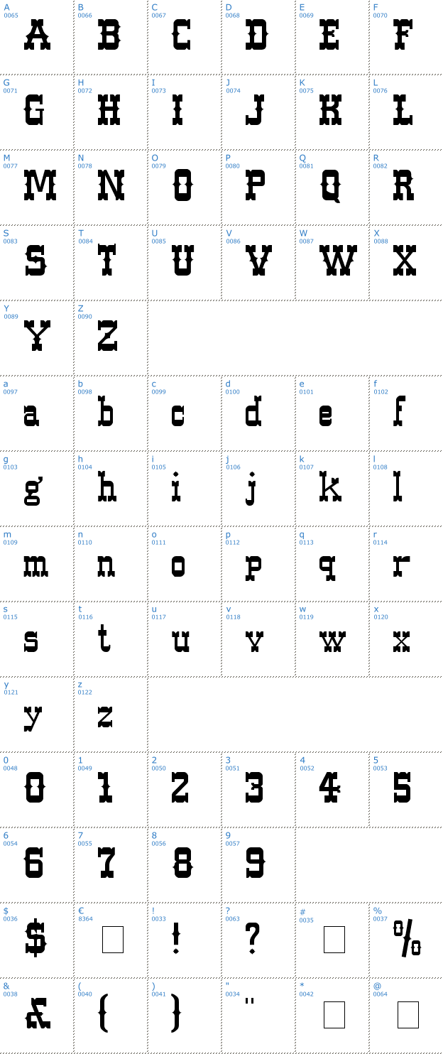 Schriftzeichen Western Font