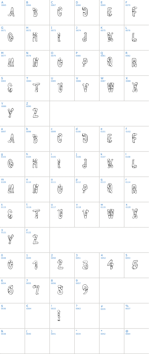 Schriftzeichen Worm Beeline Font