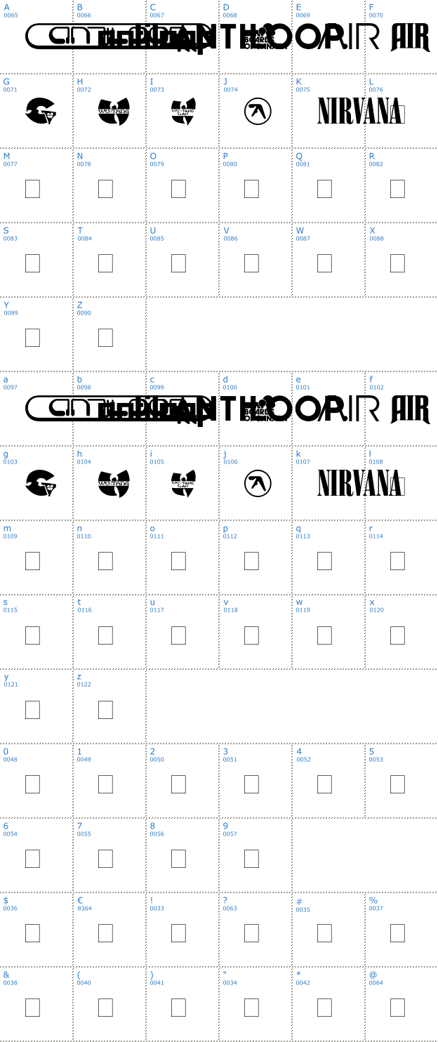 Schriftzeichen Bands & Artists Font