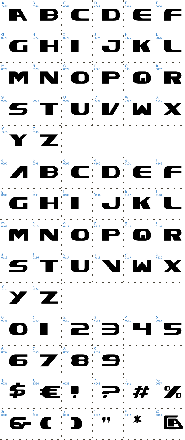 Schriftzeichen xcelsion Font