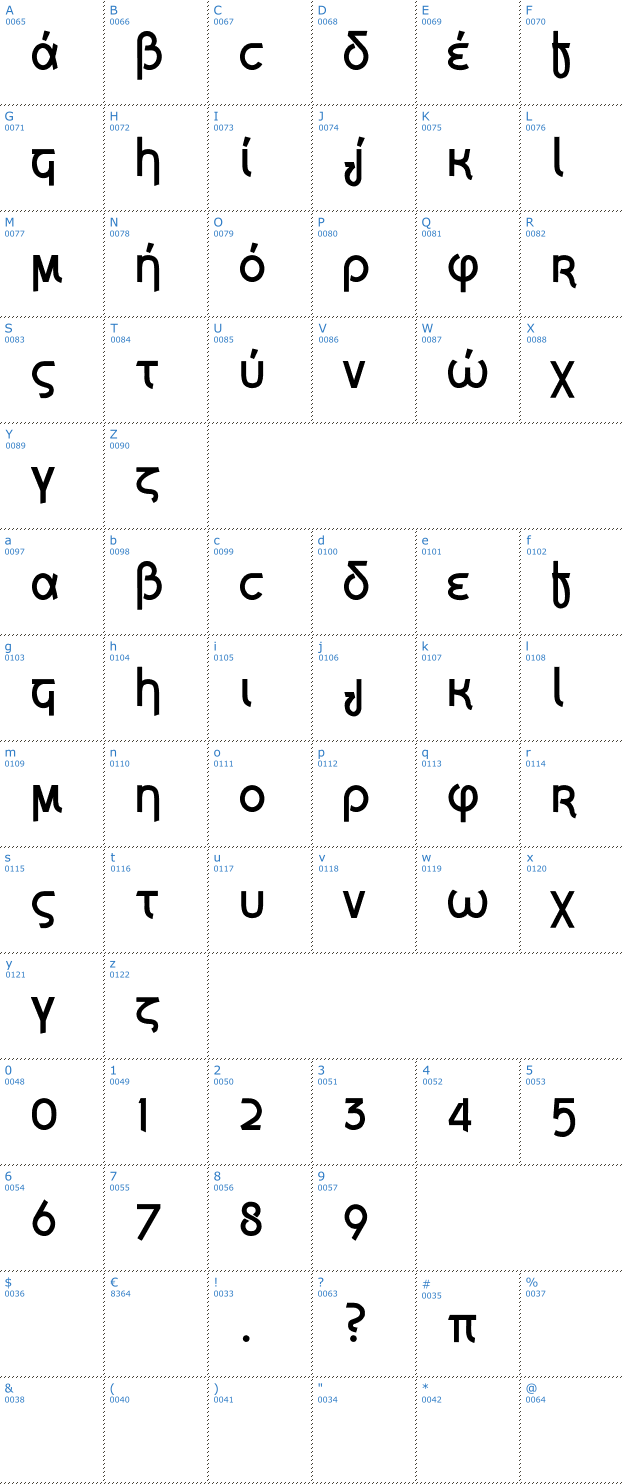 Schriftzeichen Grecian Formula Font