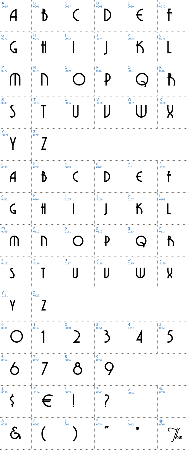 Schriftzeichen Grenadier Font