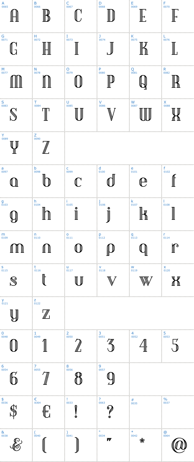 Schriftzeichen Debonair Inline Font