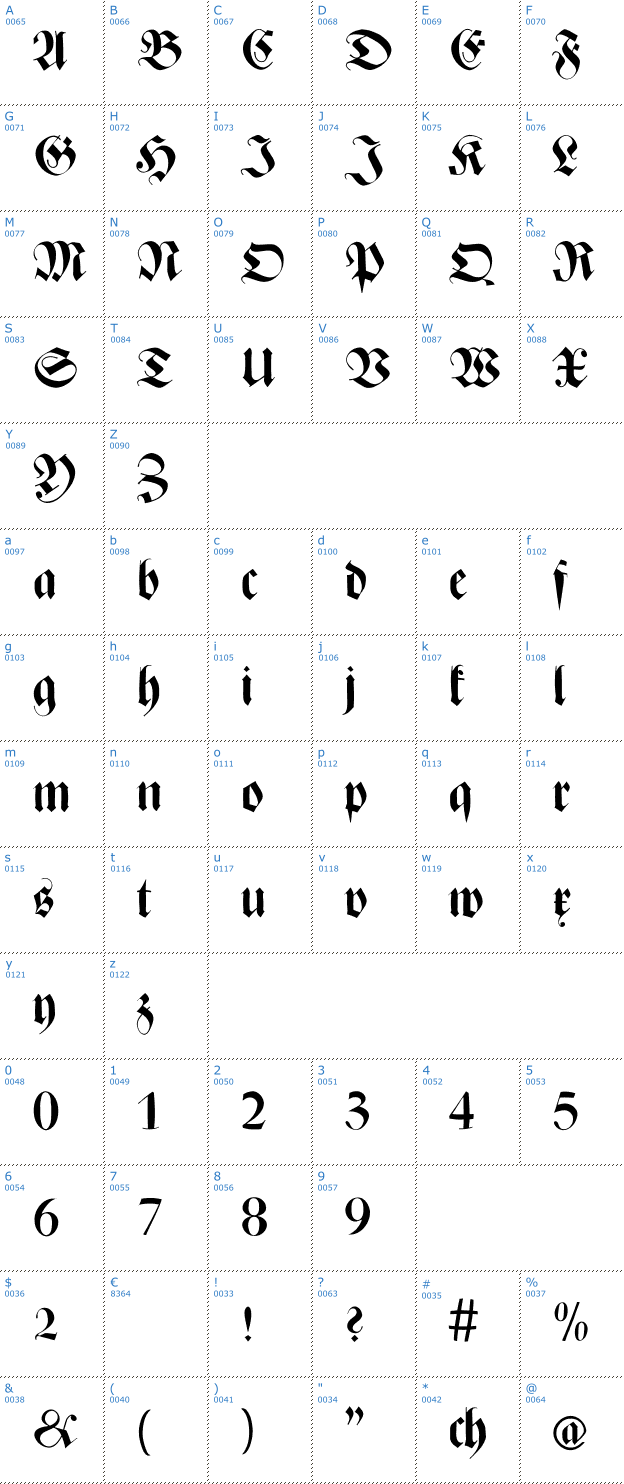 Schriftzeichen ZenFrax Font