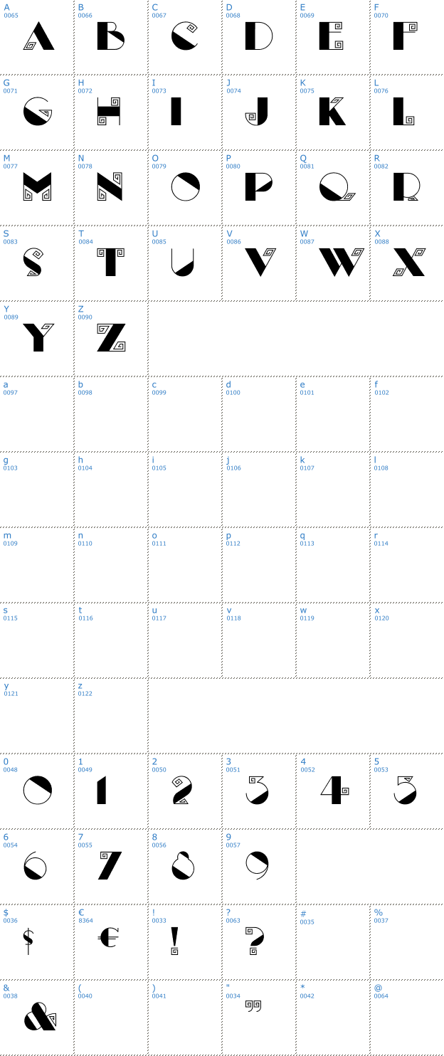 Schriftzeichen Labyrinth Font