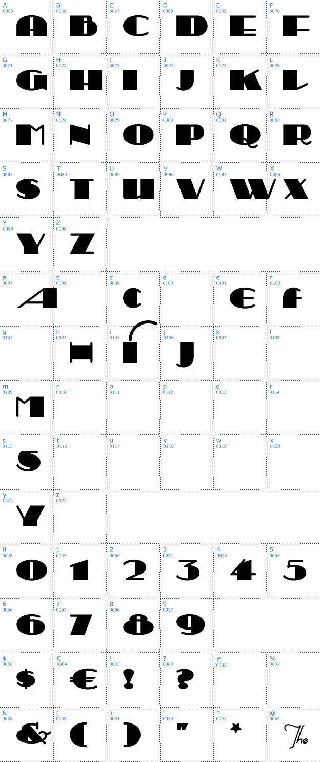 Schriftzeichen Sesquipedalian Font