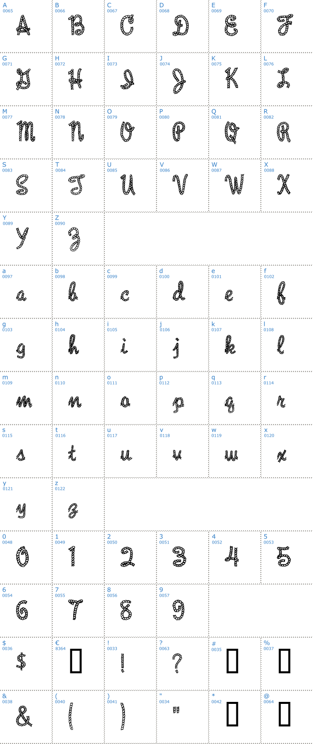 Schriftzeichen Rope Font