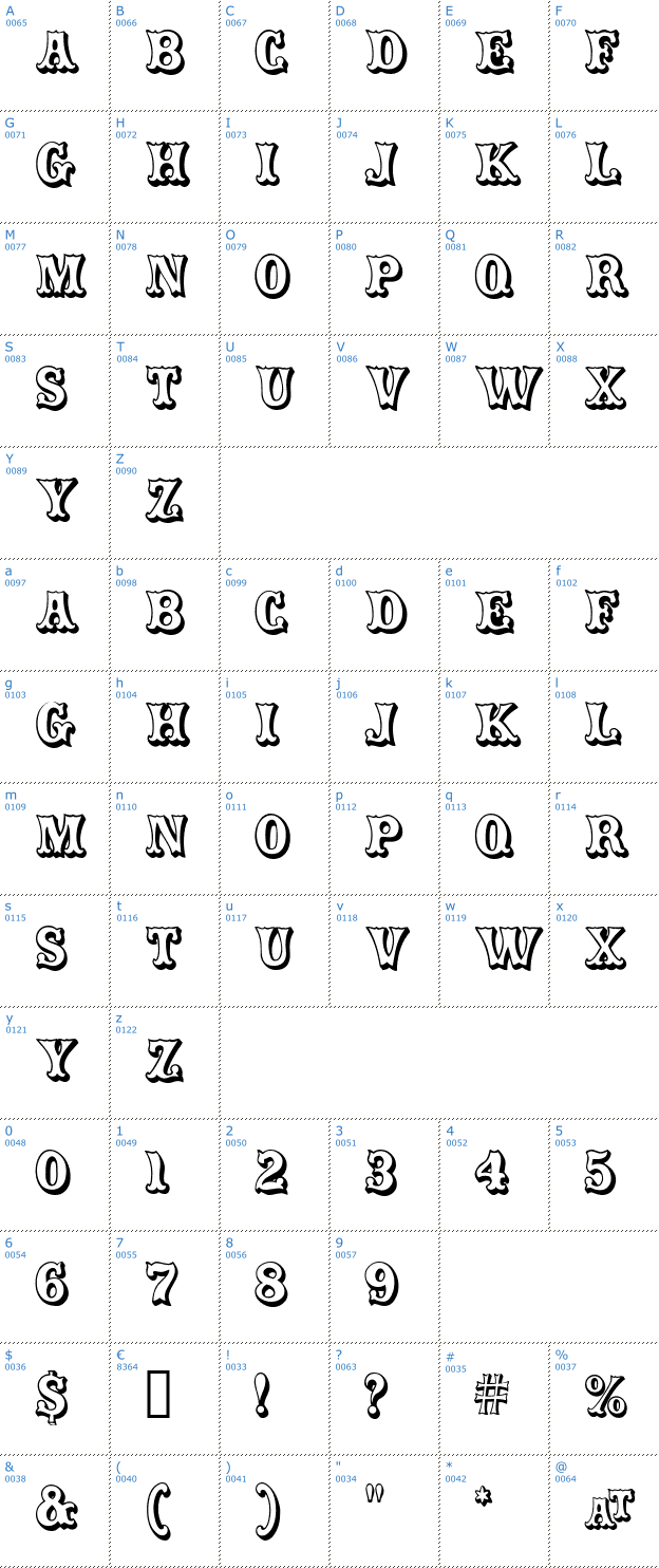 Schriftzeichen CarnivalMF OpenShadow Font