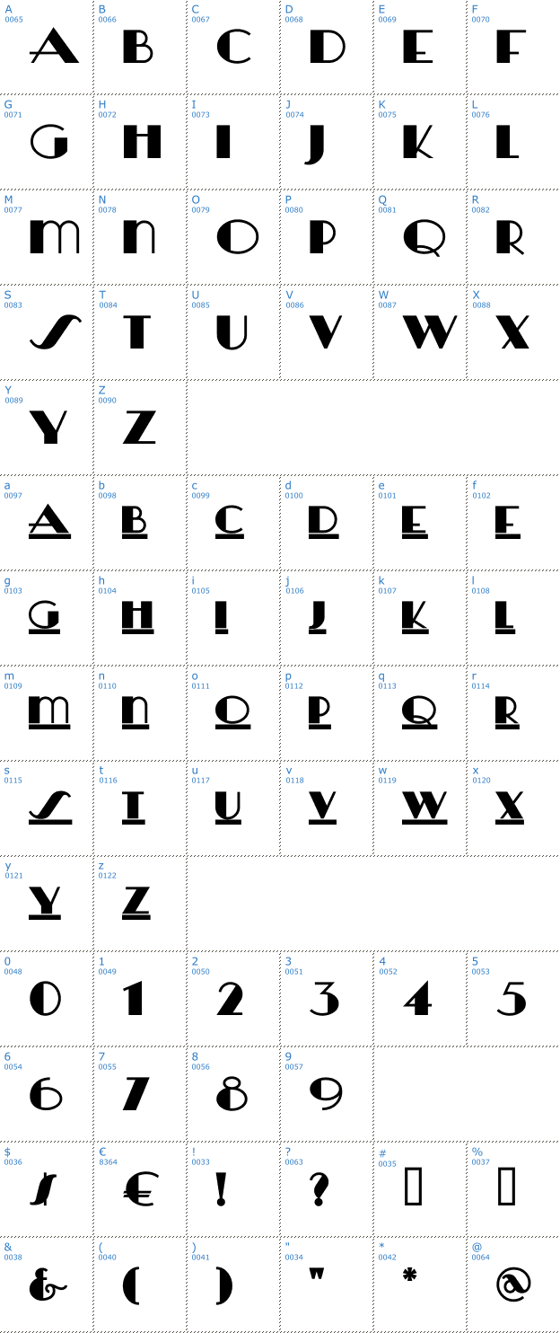 Schriftzeichen HeraldSquare Font