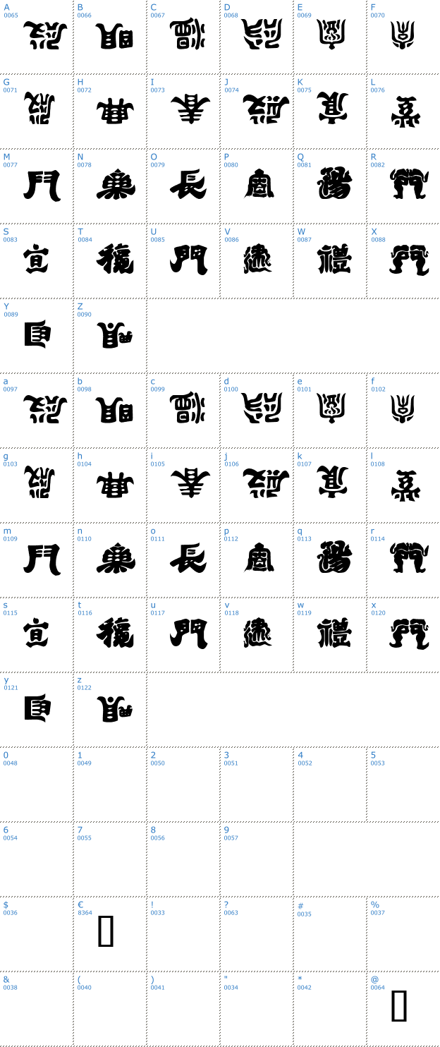 Schriftzeichen Kemuri Font