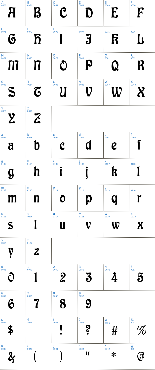 Schriftzeichen Baldur Font