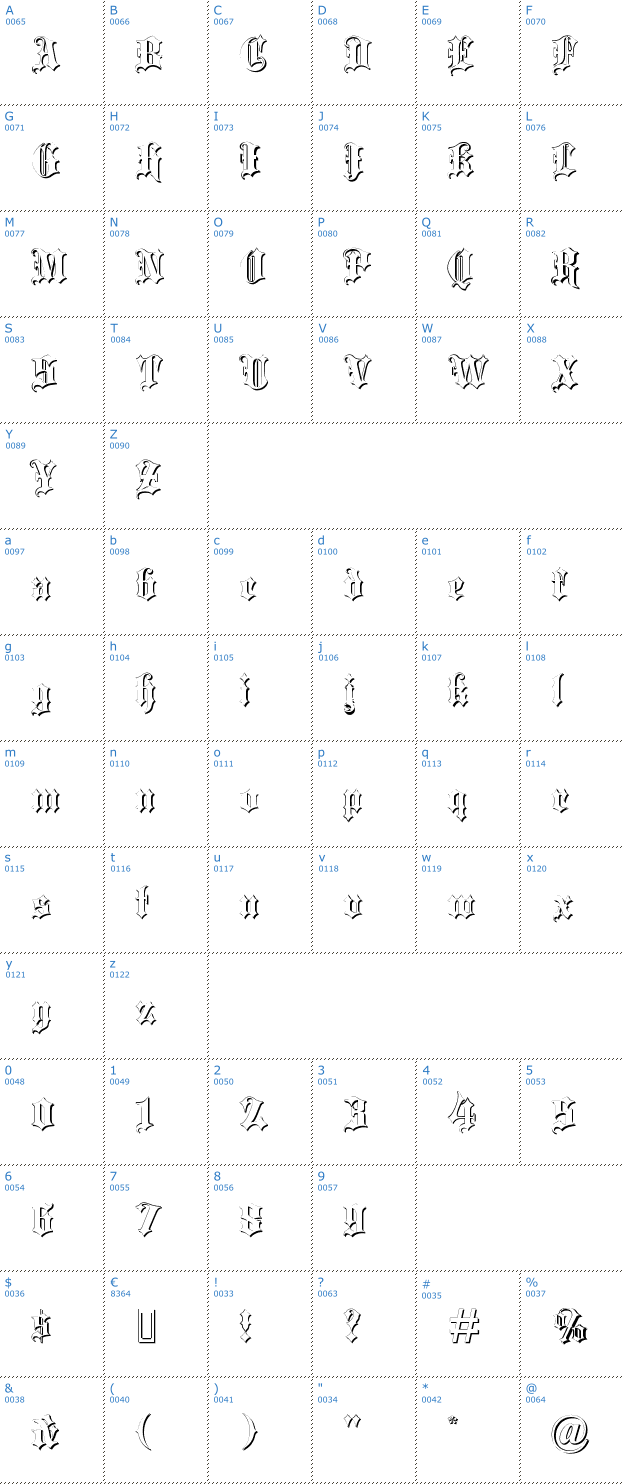 Schriftzeichen Blackletter Shadow Font
