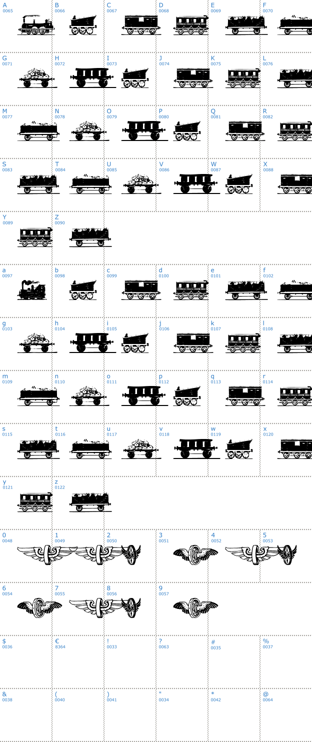 Schriftzeichen Eisenbahn Font